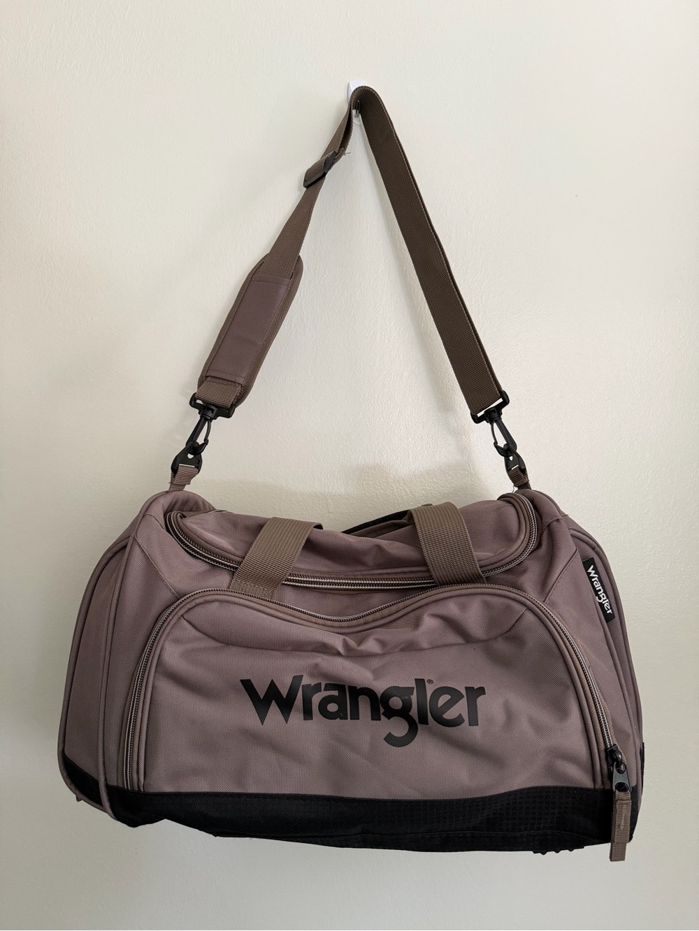 Vintage 90s JEEP Wrangler Large Duffle Bag - Travel Luggage - Gray - 16" x 9"